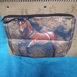 Horse Print Zipper Makeup Pouch Cosmetic Bag